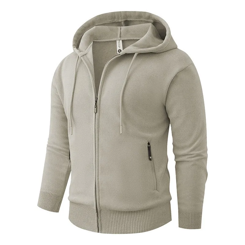 Herren Kapuzen-Fleecejacke mit durchgehendem Reißverschluss und gerippten Bündchen Nord Taschen