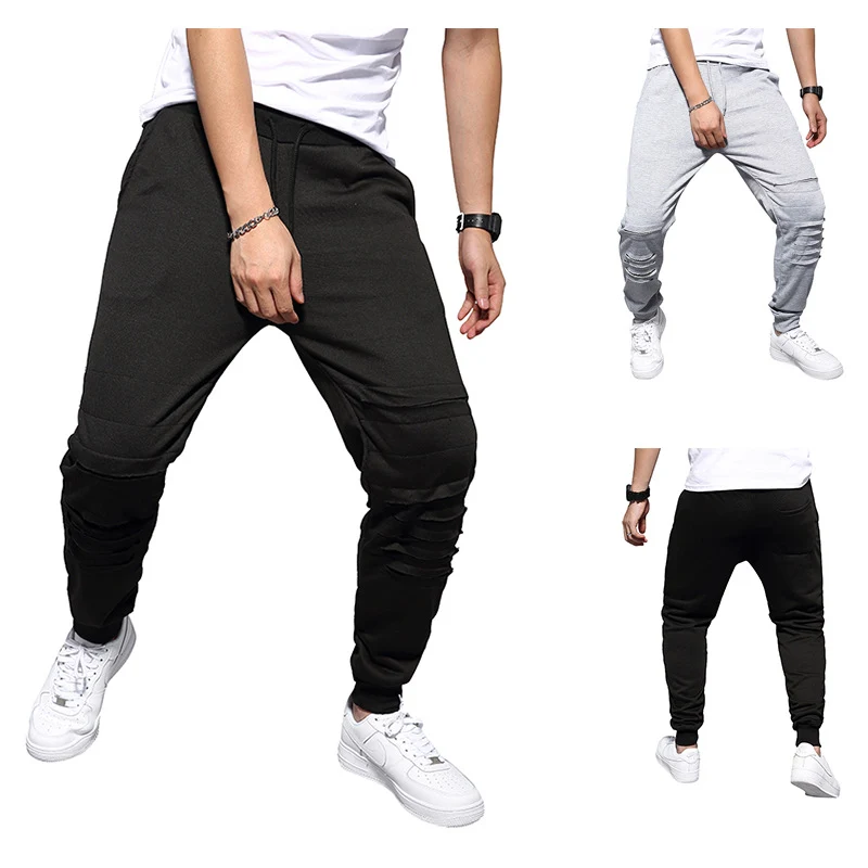Herren Jogginghose mit tiefem Schritt, Distressed-Knieeinsatz und schmal zulaufendem Bein Nord Taschen