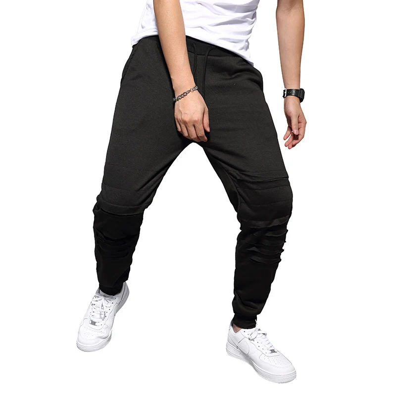 Herren Jogginghose mit tiefem Schritt, Distressed-Knieeinsatz und schmal zulaufendem Bein Nord Taschen