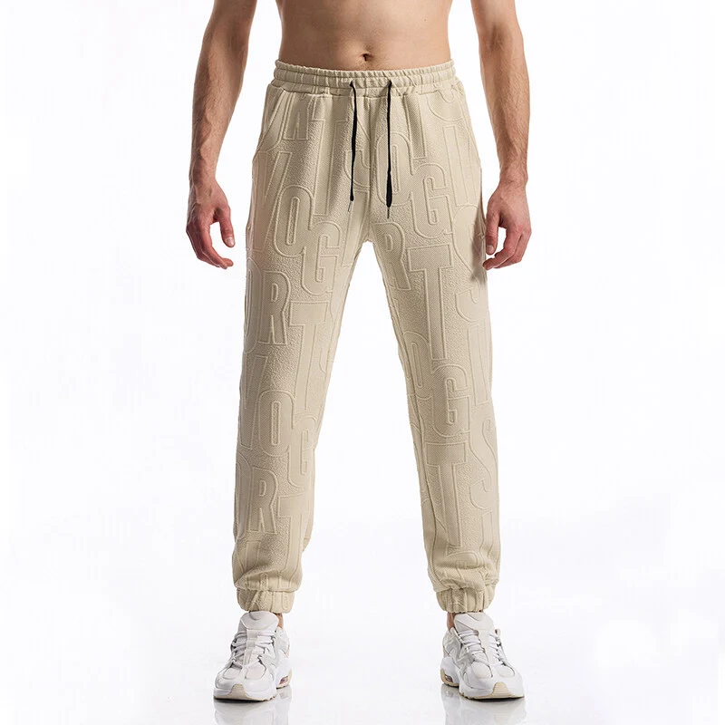 Herren Jogginghose mit elastischem Bund, Tunnelzug und geprägtem Allover‑Logo‑Relief Nord Taschen