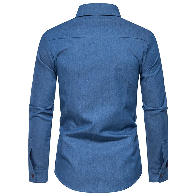 Herren Jeanshemd mit Western‑Yoke, aufgesetzten Brusttaschen und schmaler Casual‑Passform Nord Taschen
