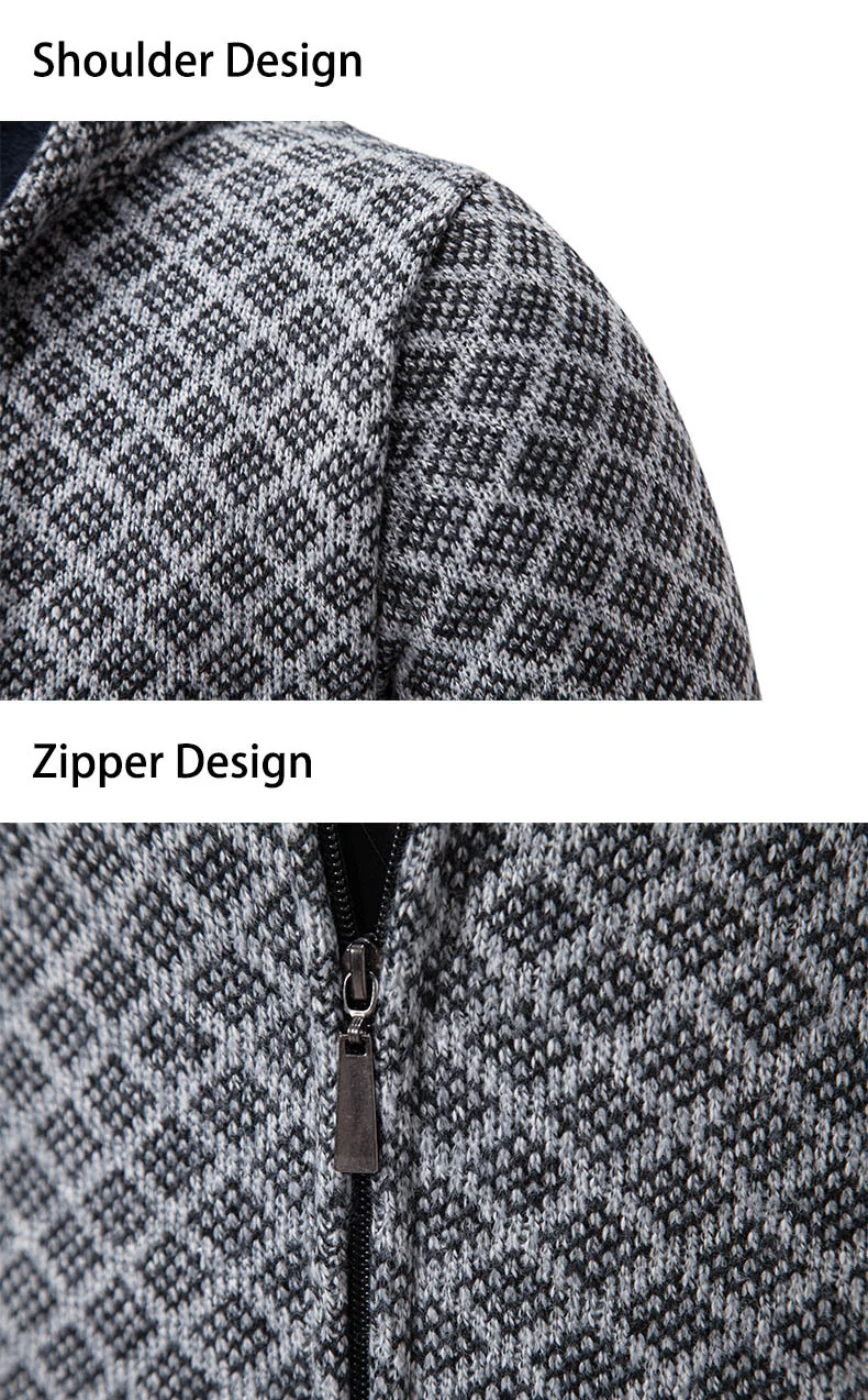 Herren Jacquard-Zipstrickjacke mit Kapuze und wärmendem Fleecefutter Nord Taschen