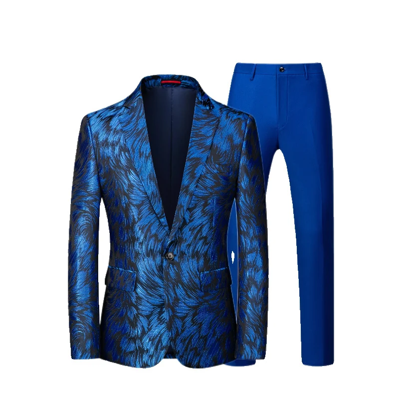 Herren Jacquard-Sakko mit Slim-Fit Anzughose Nord Taschen