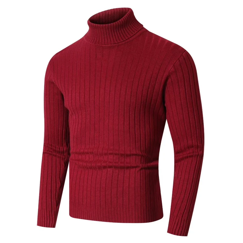 Herren Figurbetonter Rollkragenpullover im Rippenstruktur-Feinstrick Nord Taschen