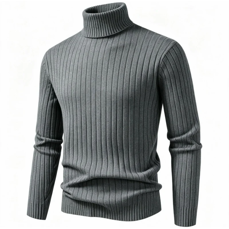 Herren Figurbetonter Rollkragenpullover im Rippenstruktur-Feinstrick Nord Taschen