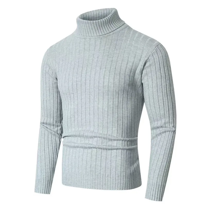 Herren Figurbetonter Rollkragenpullover im Rippenstruktur-Feinstrick Nord Taschen