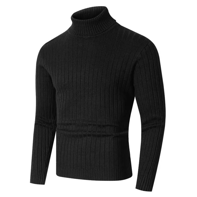 Herren Figurbetonter Rollkragenpullover im Rippenstruktur-Feinstrick Nord Taschen