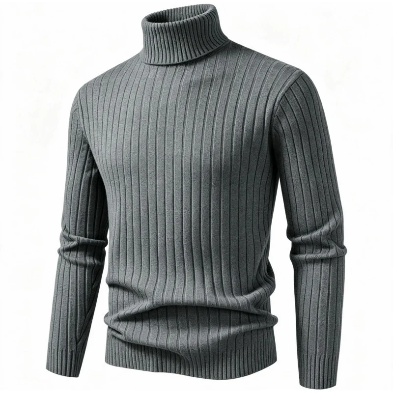 Herren Figurbetonter Rollkragenpullover im Rippenstruktur-Feinstrick Nord Taschen