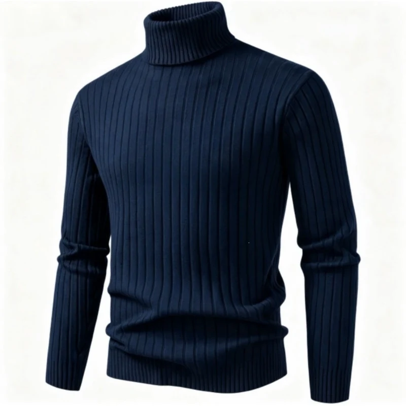 Herren Figurbetonter Rollkragenpullover im Rippenstruktur-Feinstrick Nord Taschen