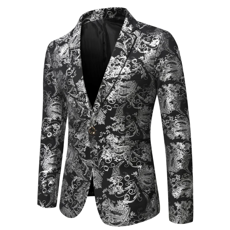 Herren Jacquard-Sakko im Smokingstil mit Schalkragen und einreihiger Knopfleiste Nord Taschen