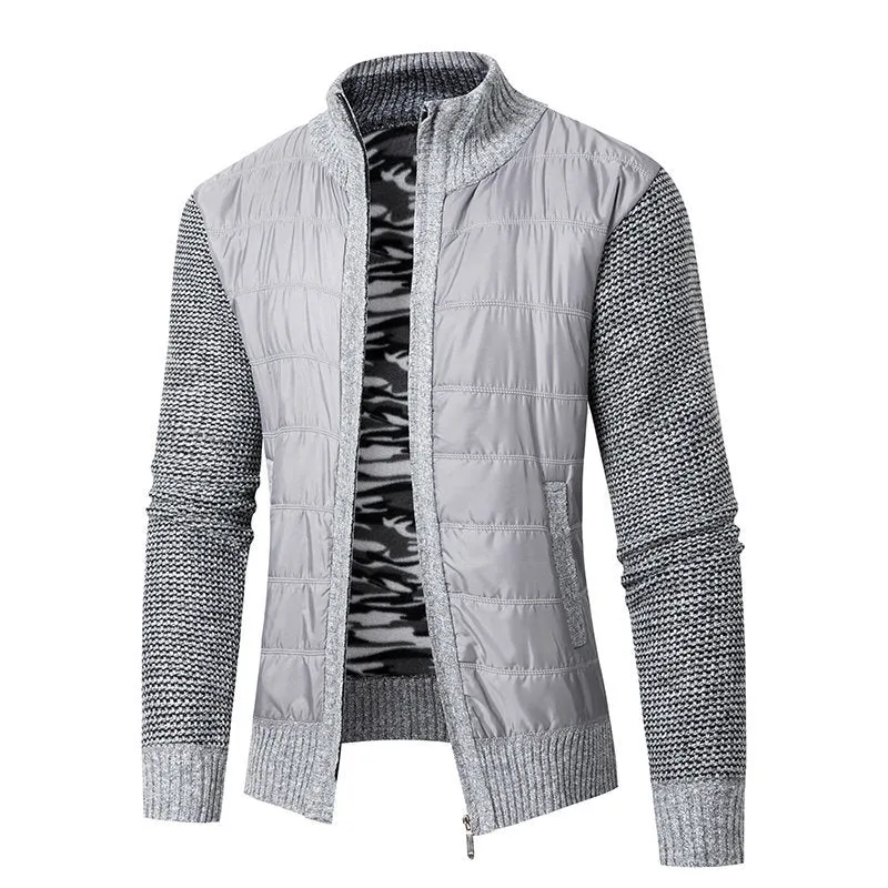 Herren Hybrid‑Strickjacke mit gesteppter Front und Stehkragen Nord Taschen