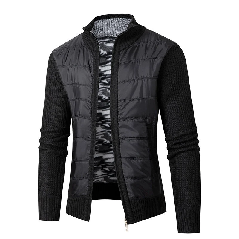 Herren Hybrid‑Strickjacke mit gesteppter Front und Stehkragen Nord Taschen
