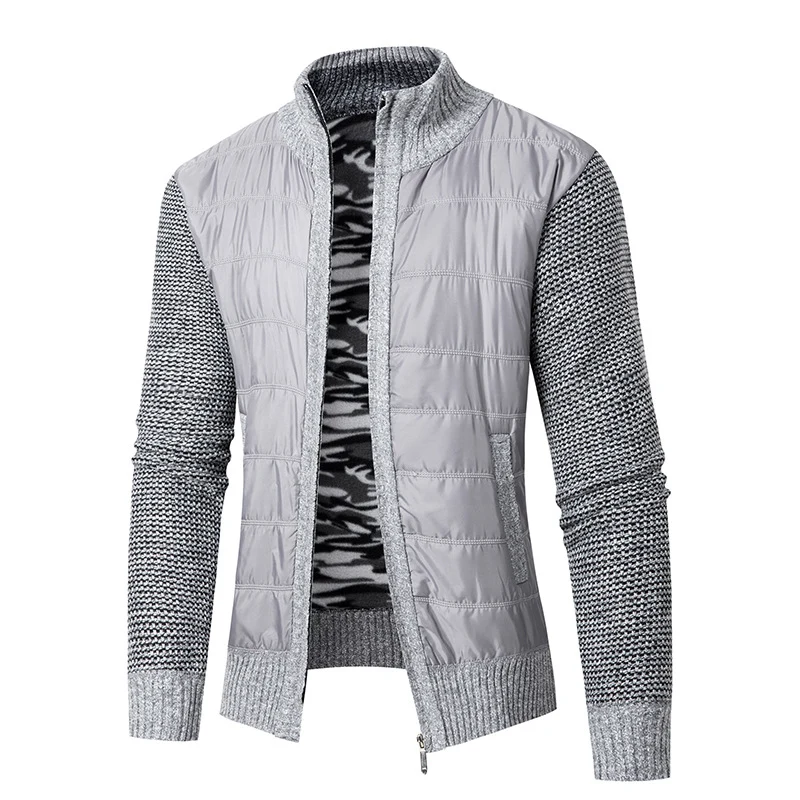 Herren Hybrid‑Strickjacke mit gesteppter Front und Stehkragen Nord Taschen