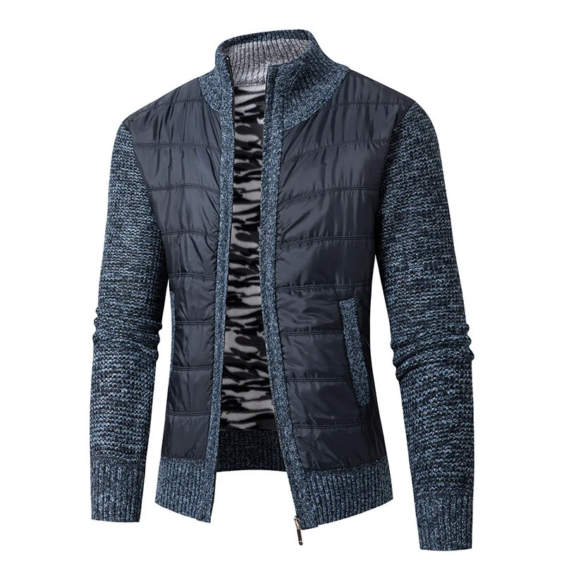 Herren Hybrid‑Strickjacke mit gesteppter Front und Stehkragen Nord Taschen