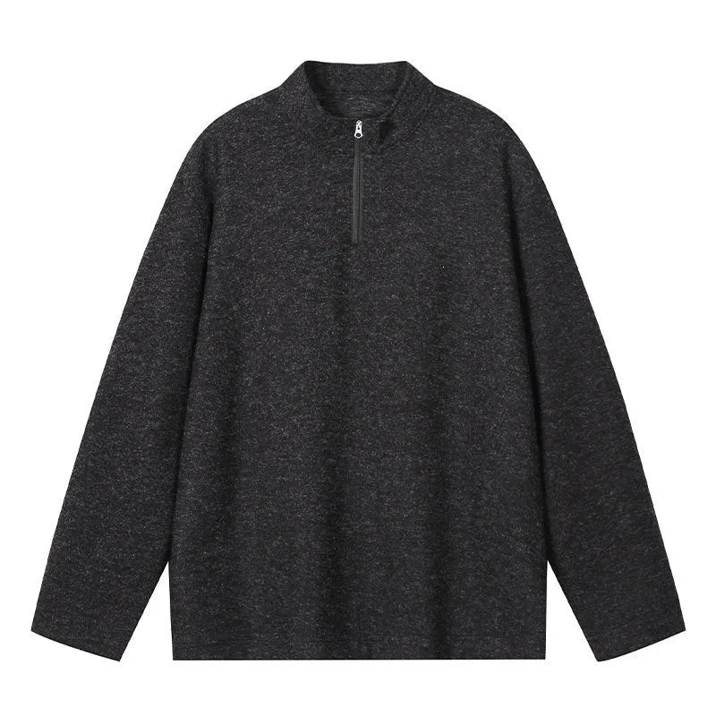 Herren Halbzip-Sweatshirt mit Stehkragen und melierter Struktur Nord Taschen