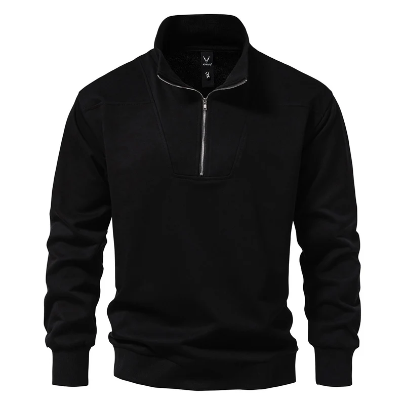 Herren Halbzip-Sweatshirt mit Stehkragen und gerippten Bündchen Nord Taschen