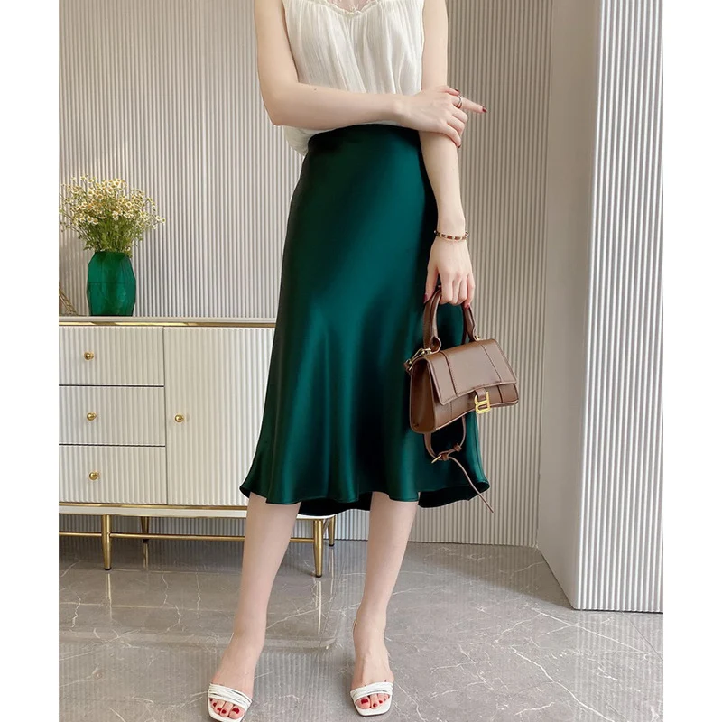 Damen Satinsatinierter Midirock im Bias‑Cut mit taillenhoher Passform Nord Taschen