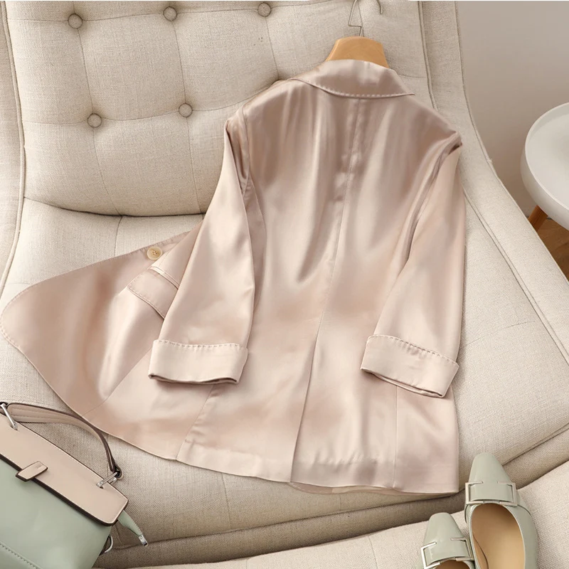 Damen Satinblazer mit taillierter Silhouette und 3/4-Ärmeln Nord Taschen