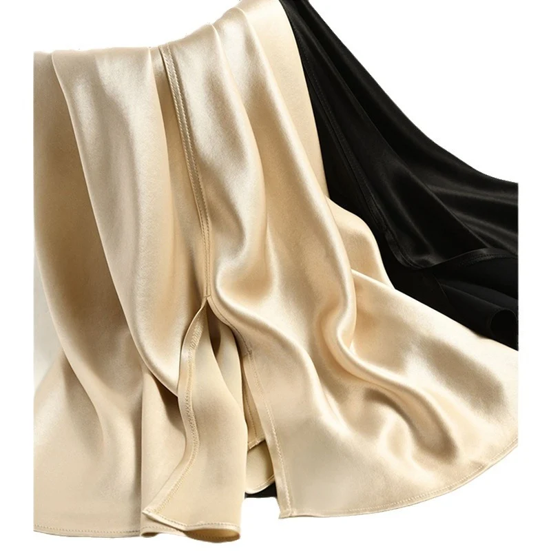 Damen Satin-Midirock in Bias-Cut mit hoher Taille und Seitenschlitz Nord Taschen