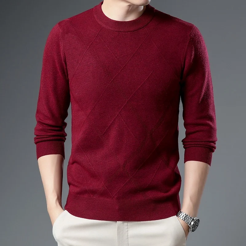 Herren Feinstrickpullover mit Rundhals, Rautenmuster und körpernaher Silhouette Nord Taschen