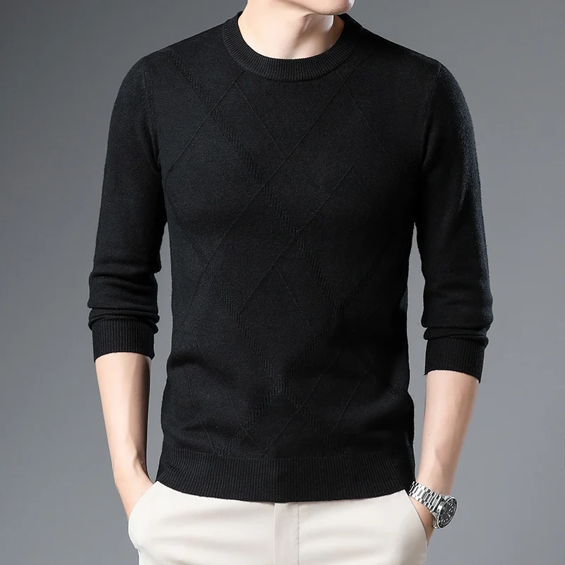 Herren Feinstrickpullover mit Rundhals, Rautenmuster und körpernaher Silhouette Nord Taschen