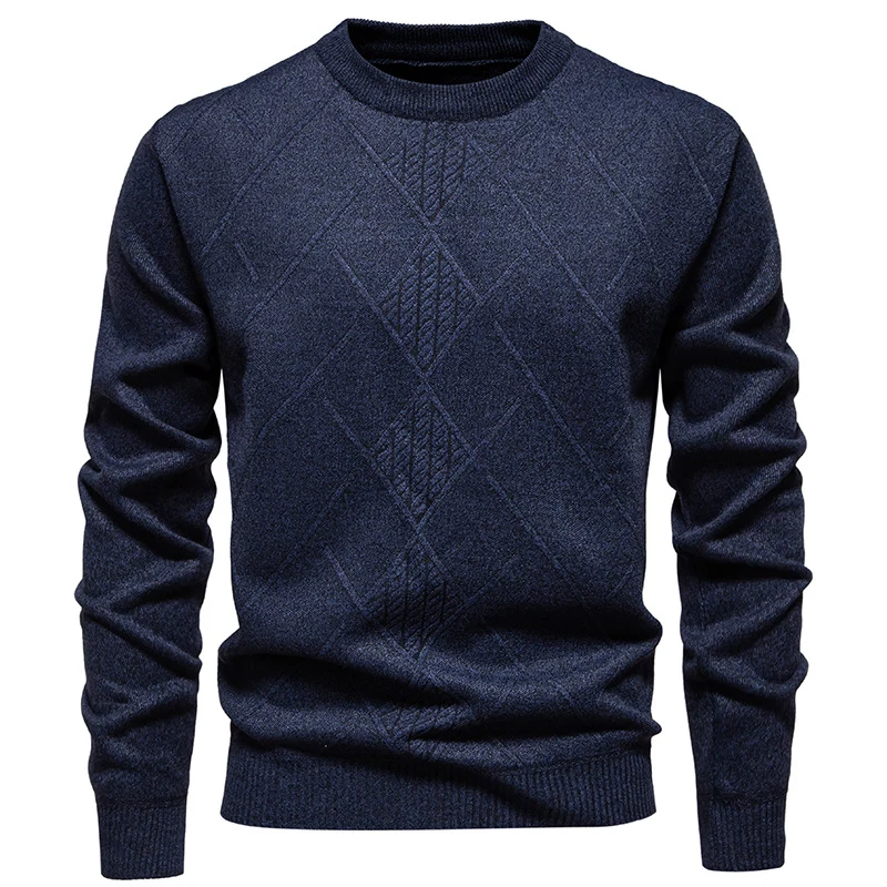 Herren Feinstrickpullover mit Rauten-Zopfmuster, Rundhalsausschnitt und gerippten Bündchen Nord Taschen