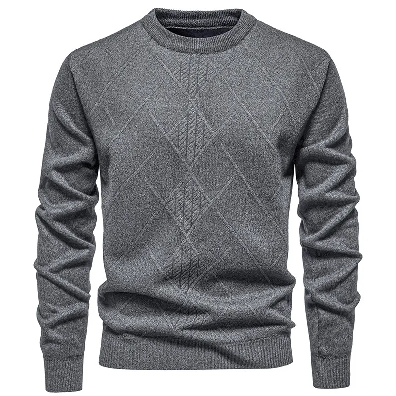Herren Feinstrickpullover mit Rauten-Zopfmuster, Rundhalsausschnitt und gerippten Bündchen Nord Taschen
