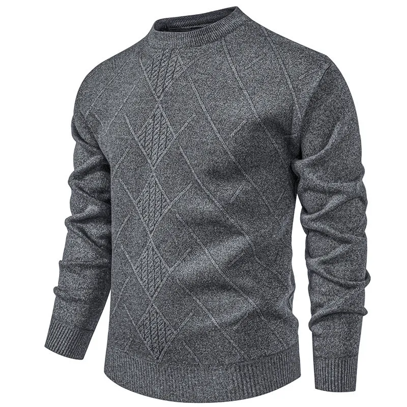 Herren Feinstrickpullover mit Rauten-Zopfmuster, Rundhalsausschnitt und gerippten Bündchen Nord Taschen