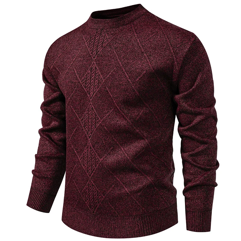 Herren Feinstrickpullover mit Rauten-Zopfmuster, Rundhalsausschnitt und gerippten Bündchen Nord Taschen