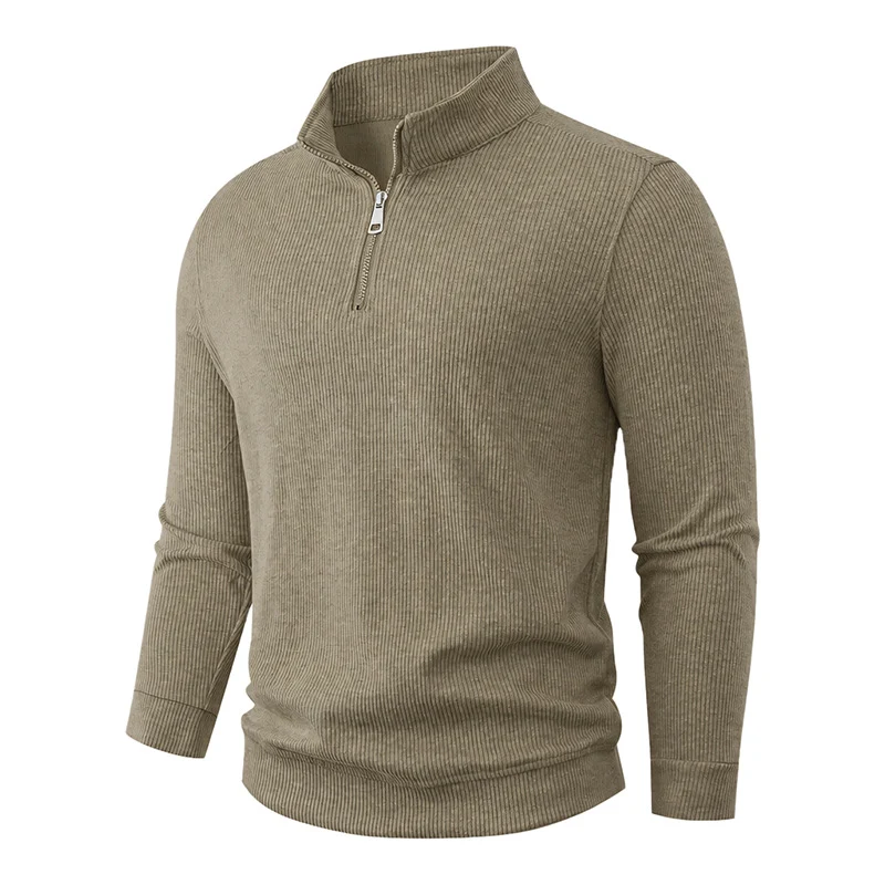 Herren Halbzip-Strickpullover mit Stehkragen und Rippstruktur Nord Taschen
