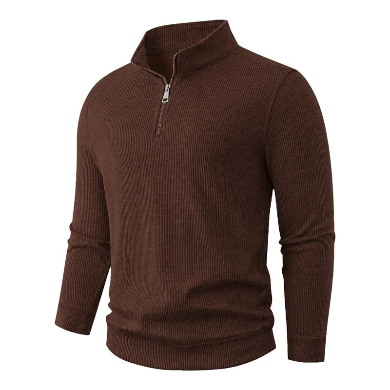 Herren Halbzip-Strickpullover mit Stehkragen und Rippstruktur Nord Taschen