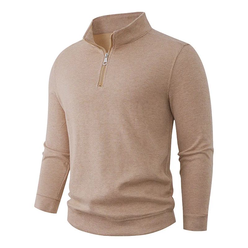 Herren Halbzip-Strickpullover mit Stehkragen und Rippstruktur Nord Taschen