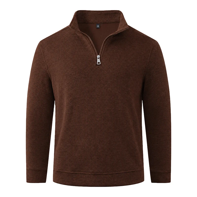 Herren Halbzip-Strickpullover mit Stehkragen und Rippstruktur Nord Taschen