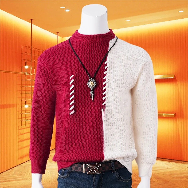Herren Halbgeteilter Strickpullover mit Zierkordel-Detail Nord Taschen