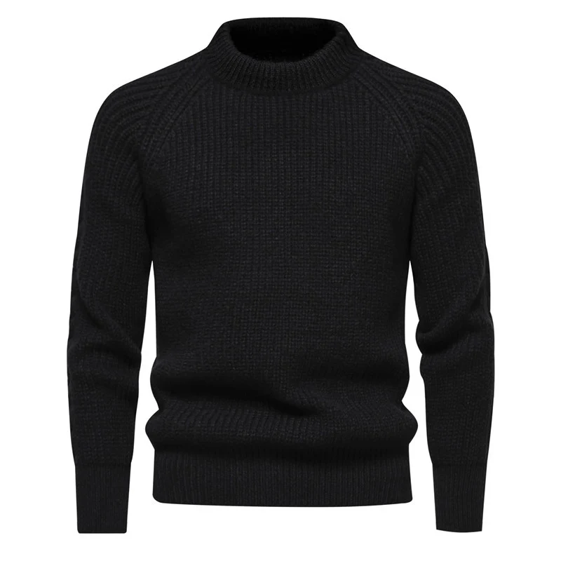 Herren Grobstruktur-Mockneck-Pullover mit verstärktem Rippenbund und Raglanärmeln Nord Taschen