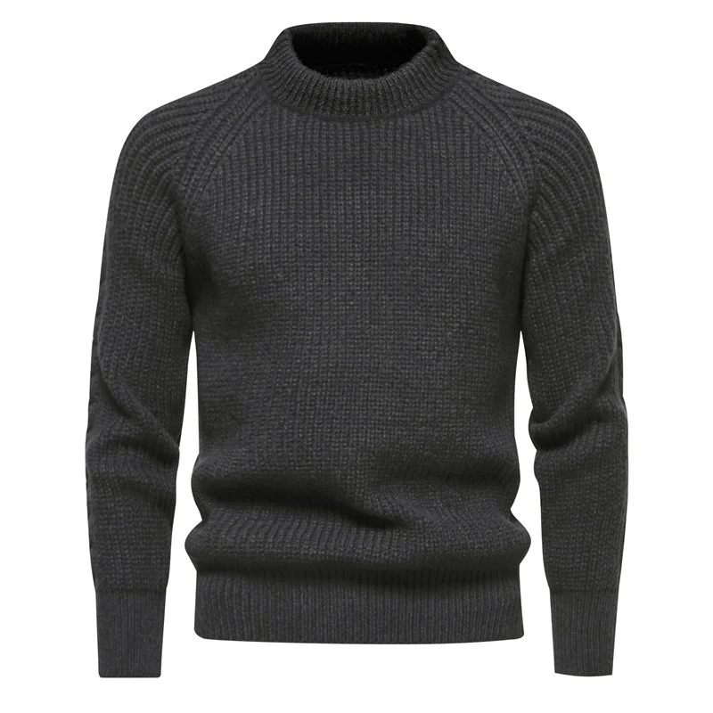 Herren Grobstruktur-Mockneck-Pullover mit verstärktem Rippenbund und Raglanärmeln Nord Taschen