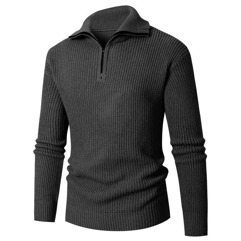 Herren Grobstruktur-Halbzip-Mockneck-Pullover aus thermoregulierendem Baumwollmix Nord Taschen