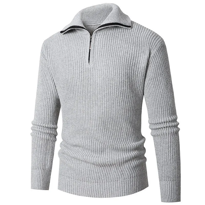 Herren Grobstruktur-Halbzip-Mockneck-Pullover aus thermoregulierendem Baumwollmix Nord Taschen