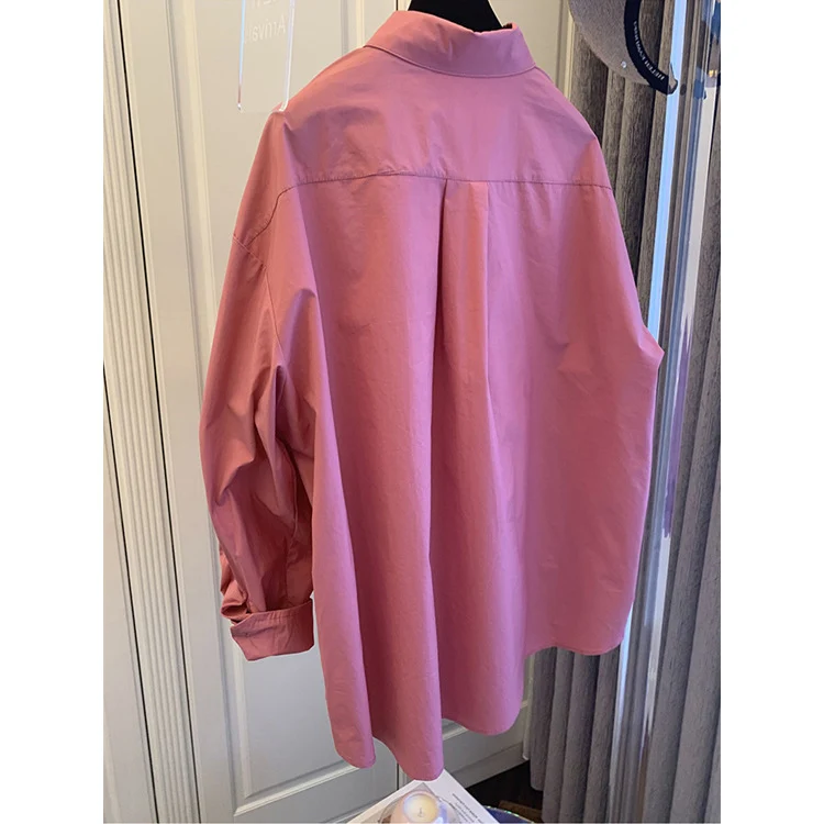 Damen Oversize-Popeline-Bluse mit Ballonärmeln, Hemdkragen und abgerundetem Saum Nord Taschen