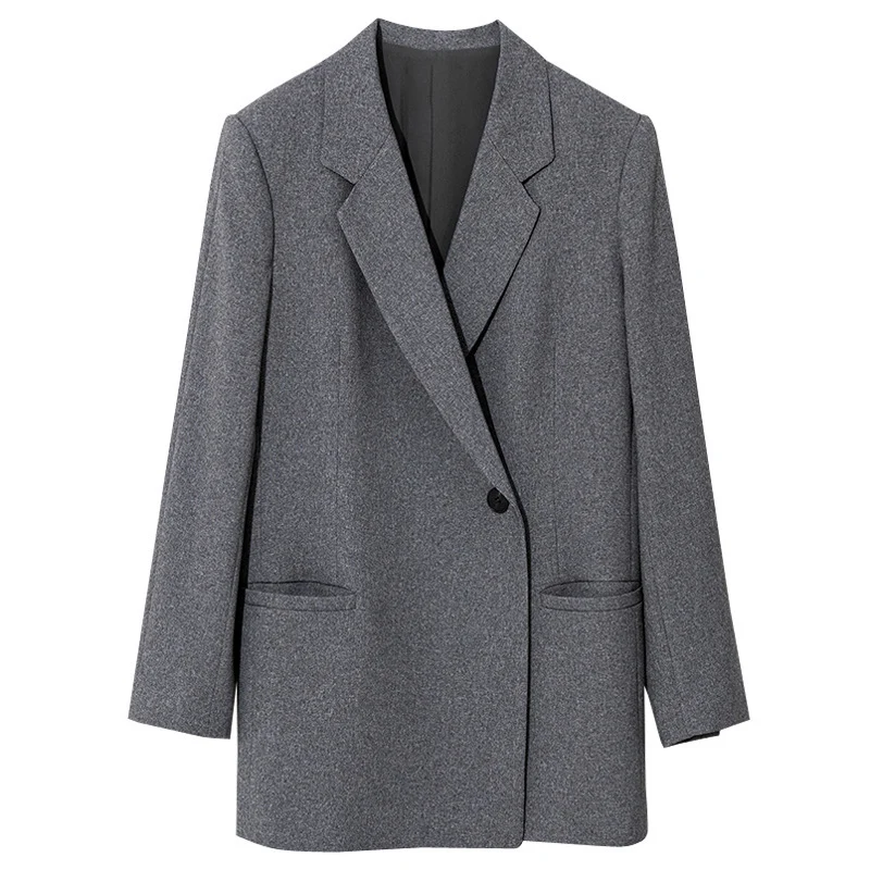 Damen Oversize-Longblazer mit Ein-Knopf‑Verschluss, gerader Silhouette und Leistentaschen Nord Taschen
