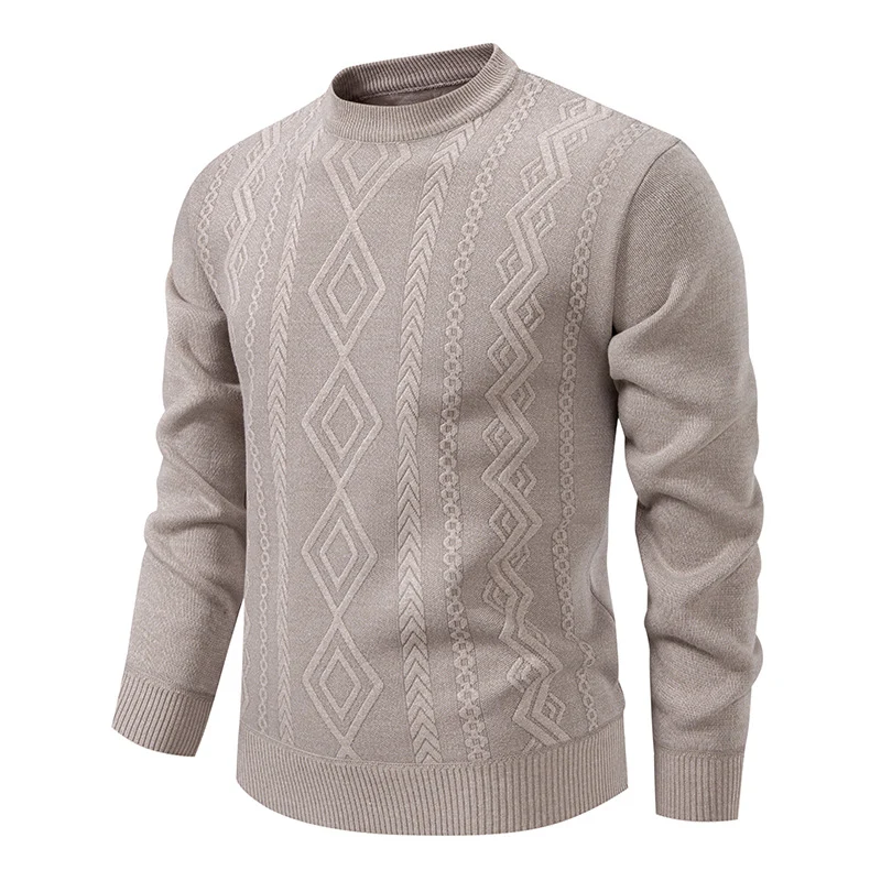 Herren Feinstrickpullover mit Rauten‑Jacquard und geripptem Saum Nord Taschen