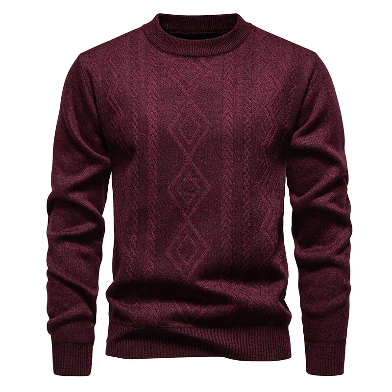 Herren Feinstrickpullover mit Rauten‑Jacquard und geripptem Saum Nord Taschen