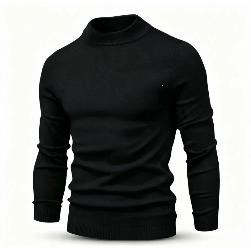 Herren Feinstrickpullover mit kurzem Stehkragen und schmaler Passform Nord Taschen