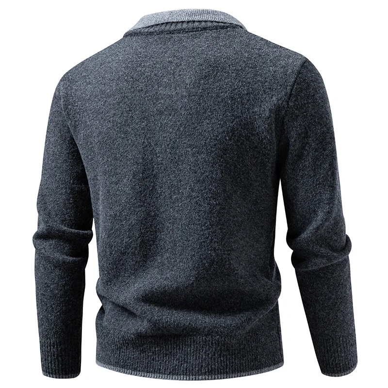 Herren Feinstrickpullover mit Hemdkragen und V‑Ausschnitt Nord Taschen