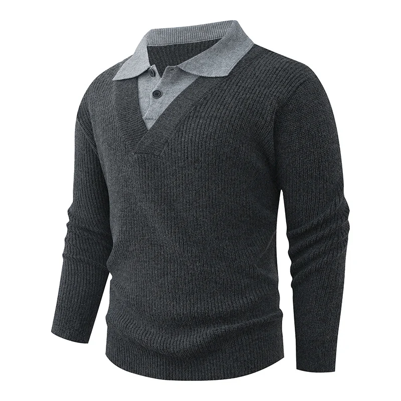 Herren Feinstrickpullover mit eingearbeitetem Polokragen und tiefem V-Ausschnitt Nord Taschen