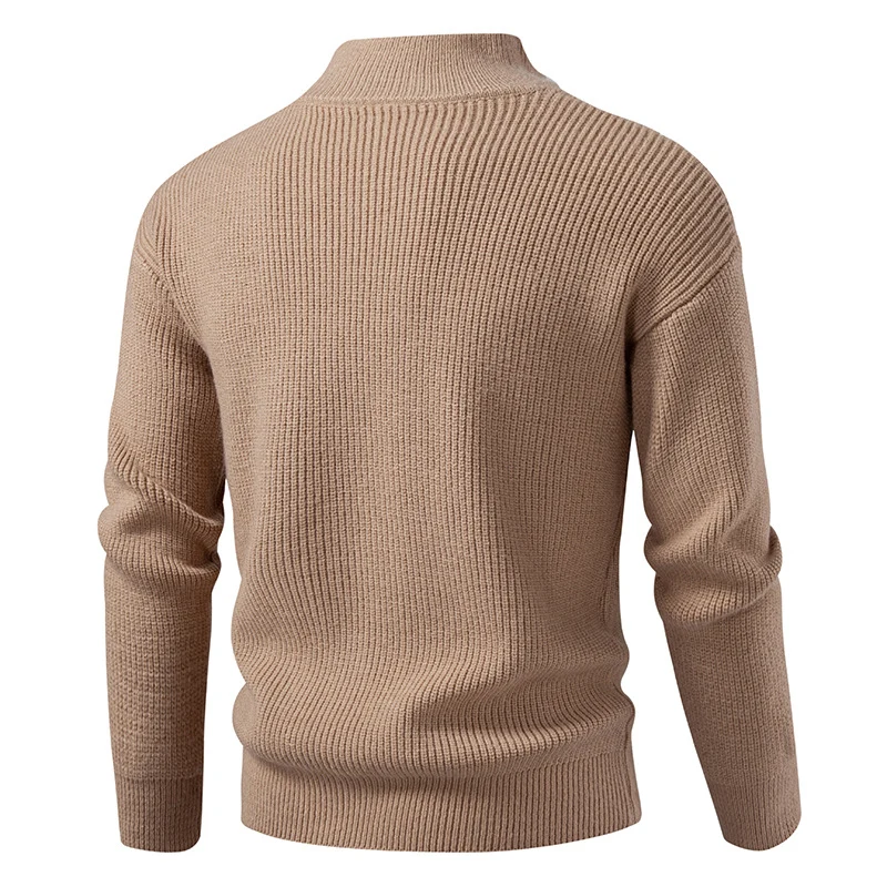 Herren Grobgerippter Zip-Cardigan mit hohem Schlauchkragen und verdeckter Naht Nord Taschen