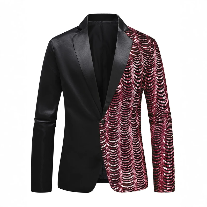 Herren Glamour-Smoking-Sakko mit halbseitigem Paillettenbesatz und Satinrevers Nord Taschen