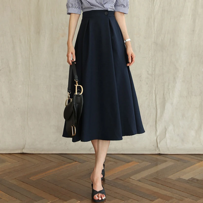 Damen Hochtaillierter A‑Linien‑Midirock mit ausgestelltem Volumen und Bunddetail Nord Taschen