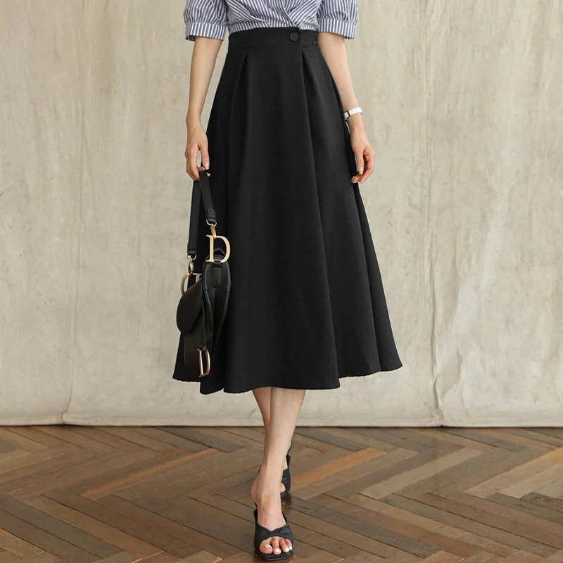 Damen Hochtaillierter A‑Linien‑Midirock mit ausgestelltem Volumen und Bunddetail Nord Taschen
