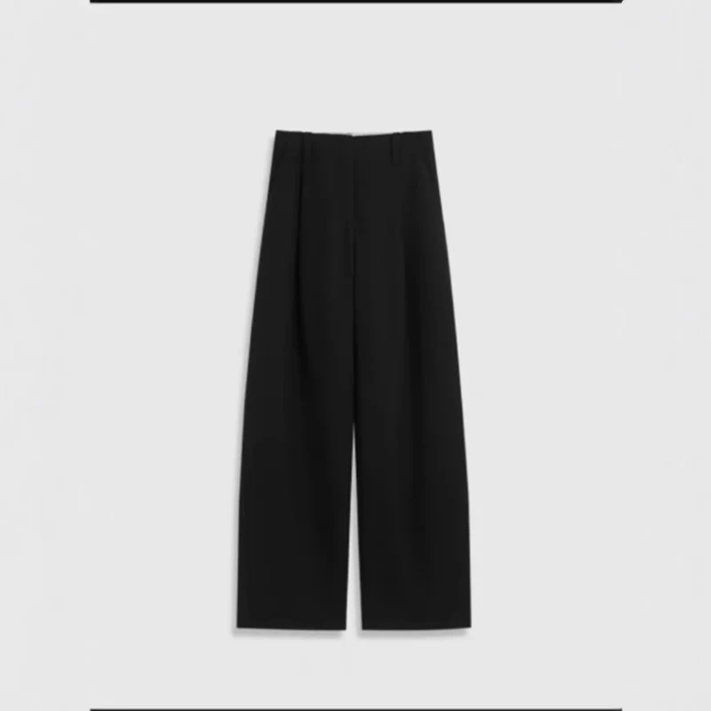 Damen Hochtaillierte weite Marlene‑Hose mit cleaner Bügelfalte und geradem Bein Nord Taschen